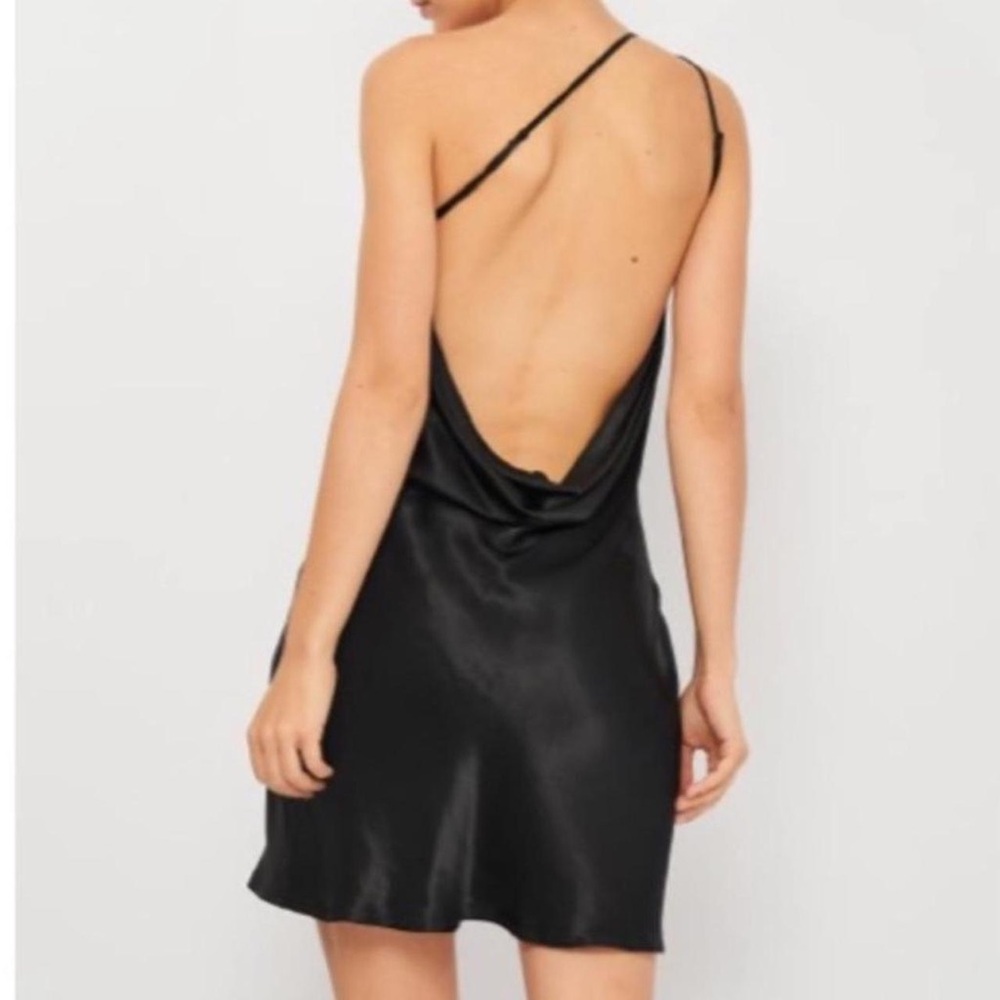 Zara Black One-Shoulder Slip Dress